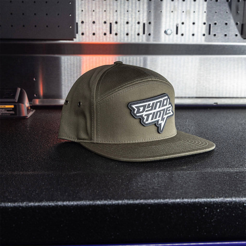 Dyno Time PVC Patch 7 Panel Twill Leather Strapback – Loden