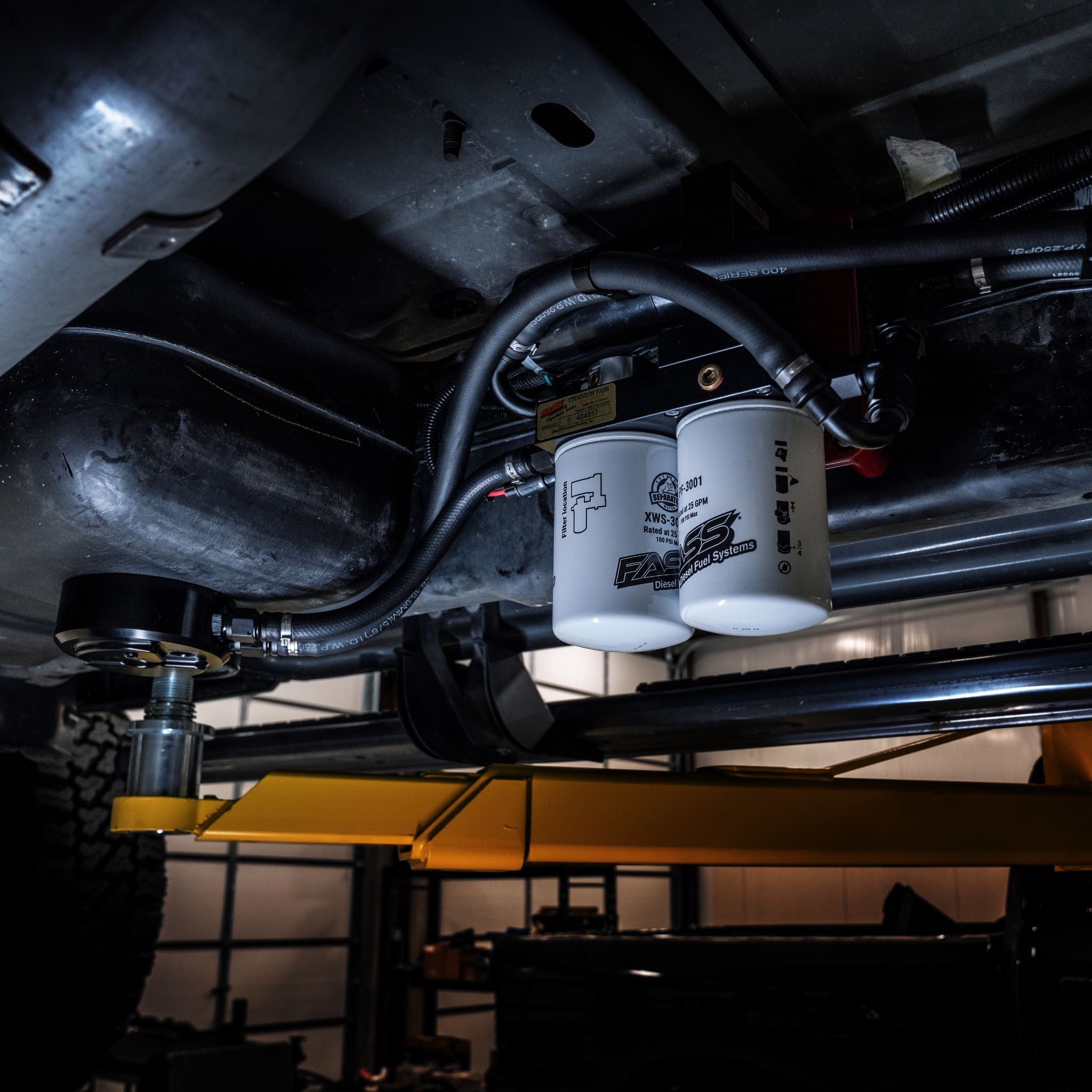 CUMMINS NON CARGO FRAME BILLET FASS BRACKET INSTALLED