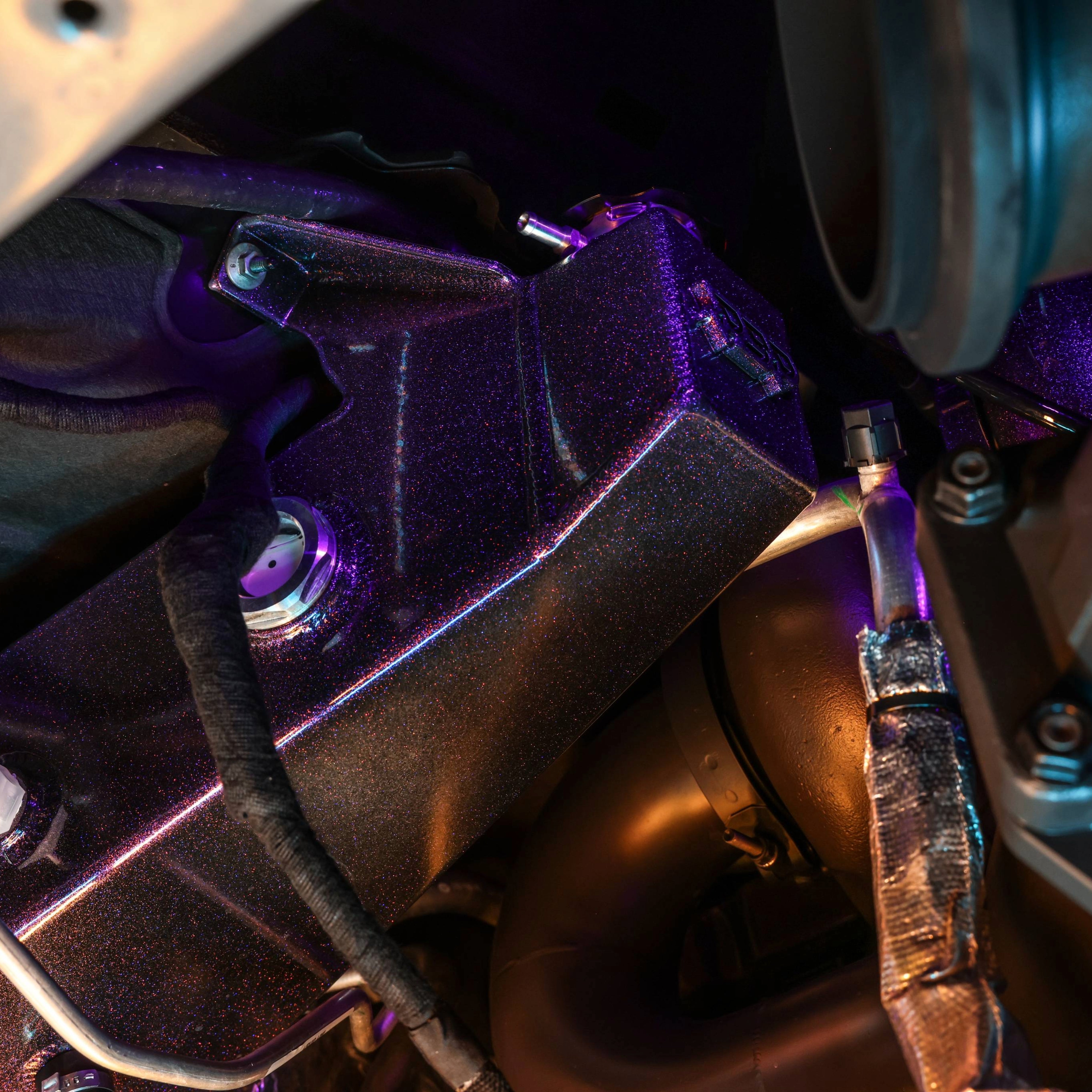 5TH GEN CUMMINS FABRICATED COOLANT TANK BOTTOM PURPLE POWDER COAT