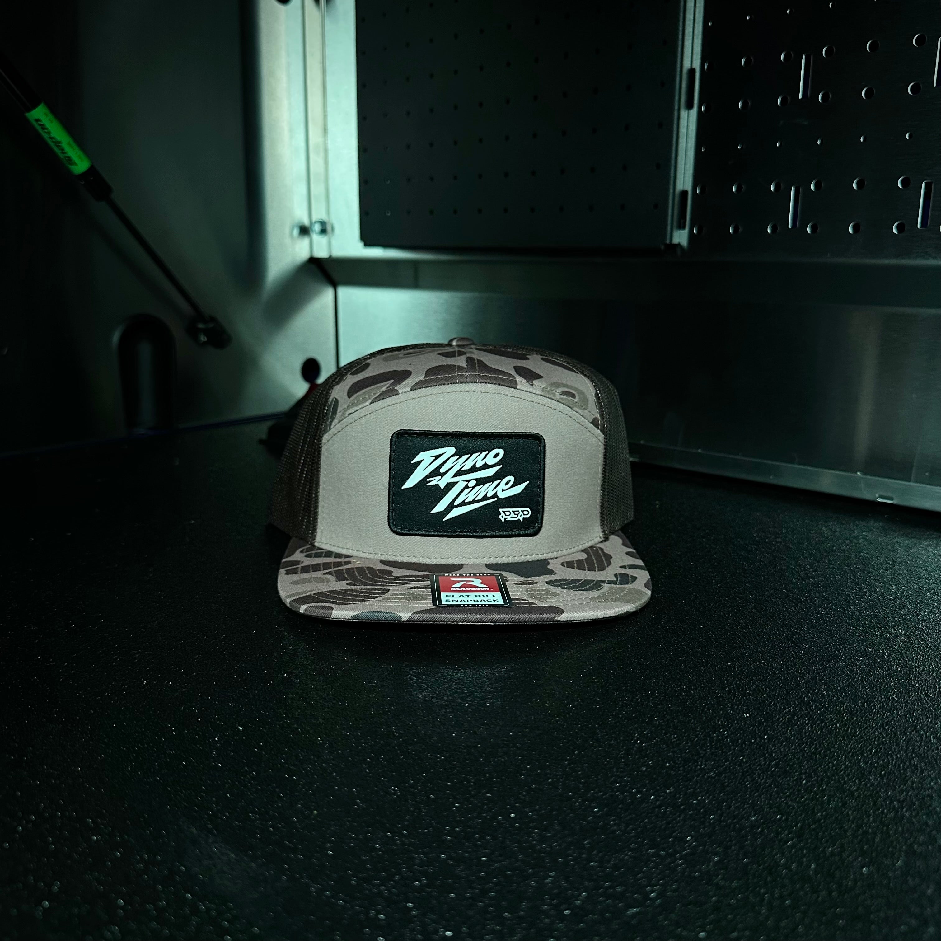 Camo hat with PBP brand logo front side