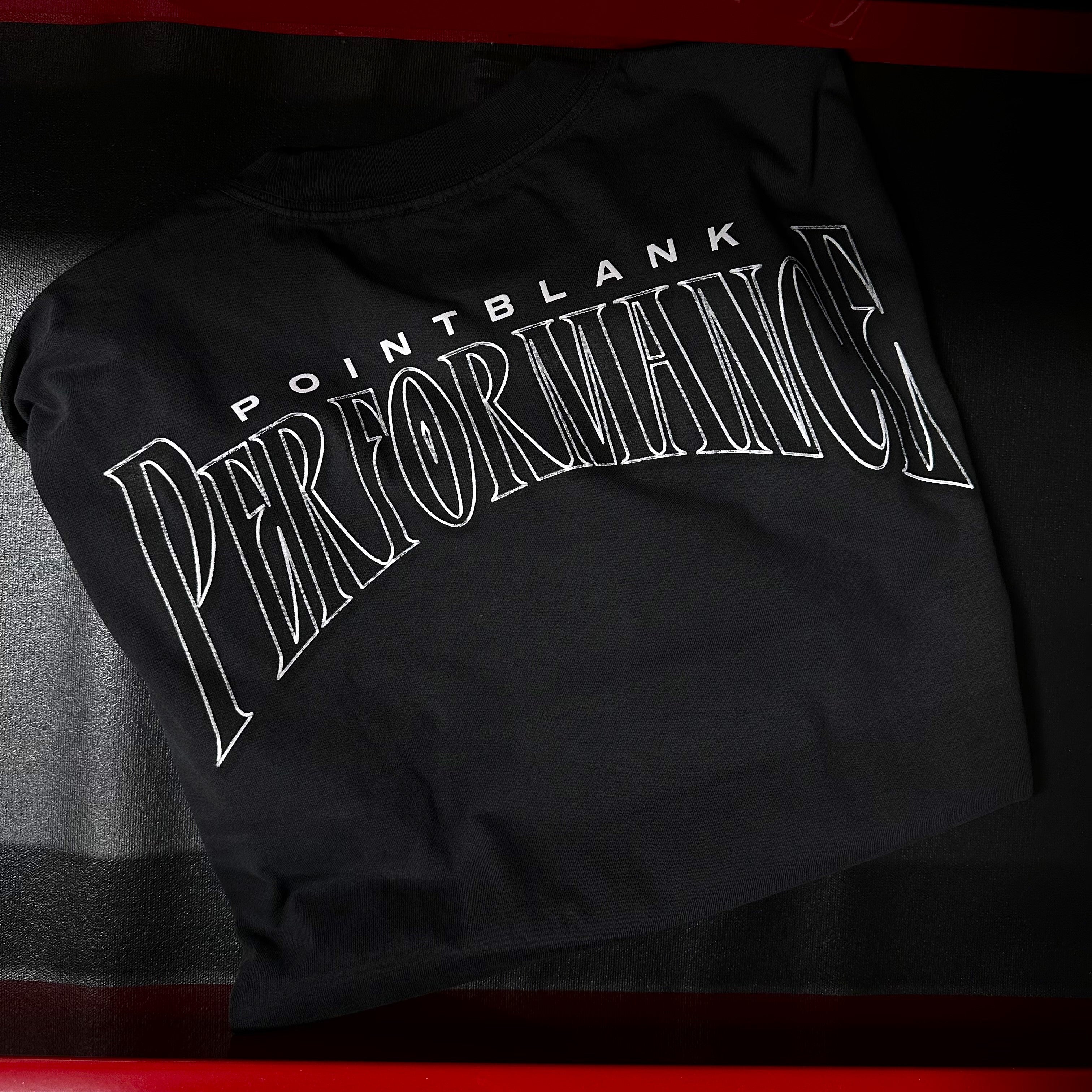 Black graphic tee back side