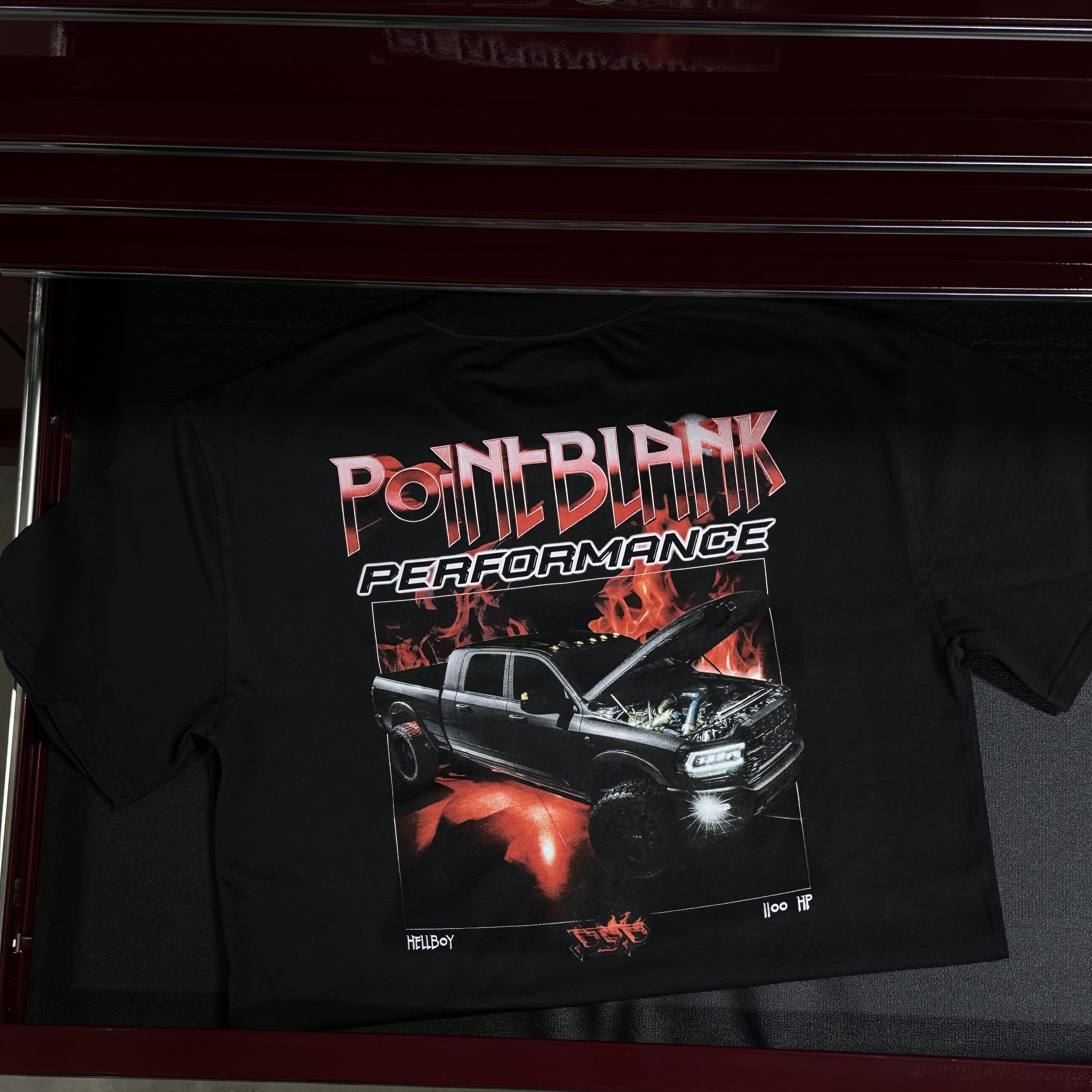 Hellboy graphic tee back side color faded black