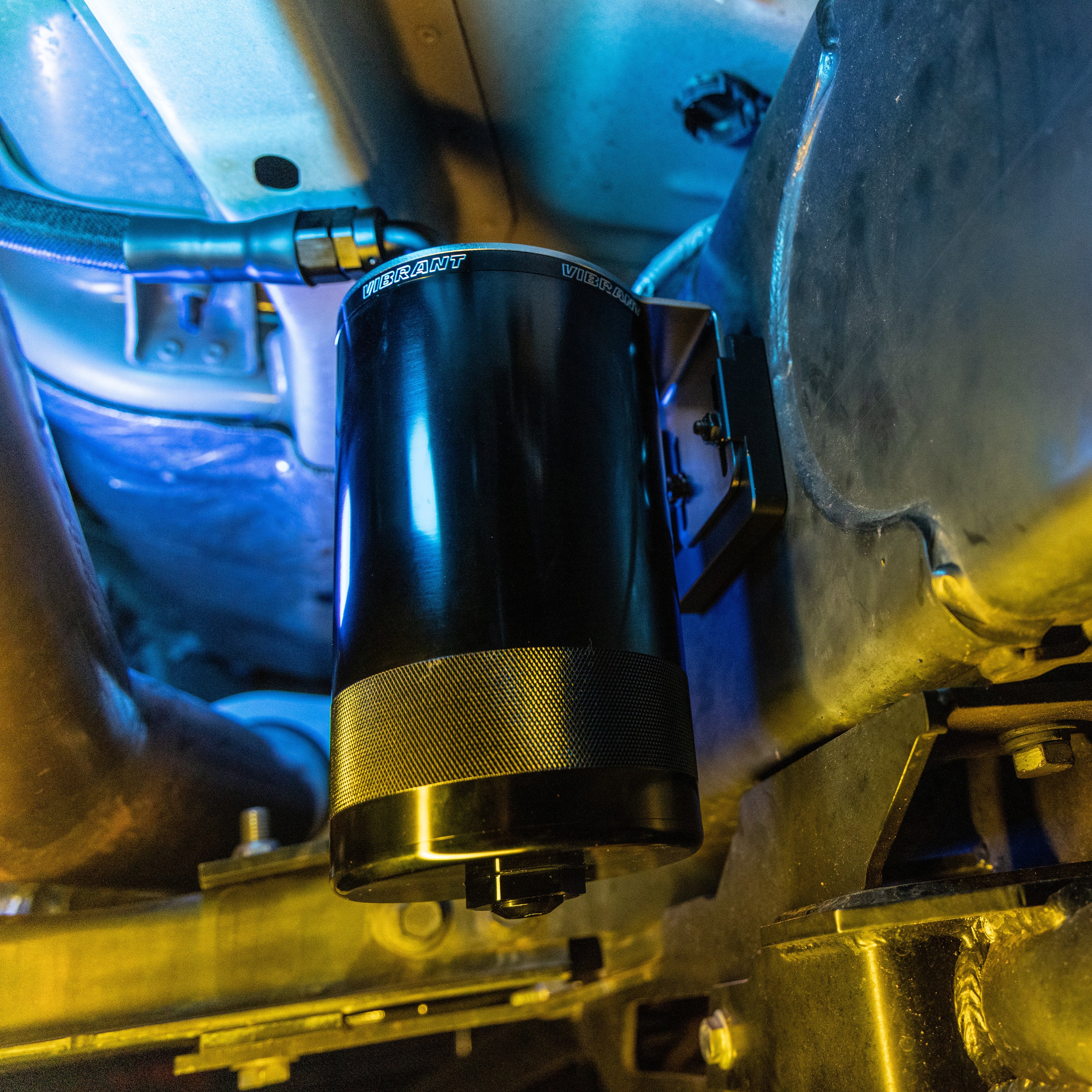 Powerstroke catch can bracket. Side view. 