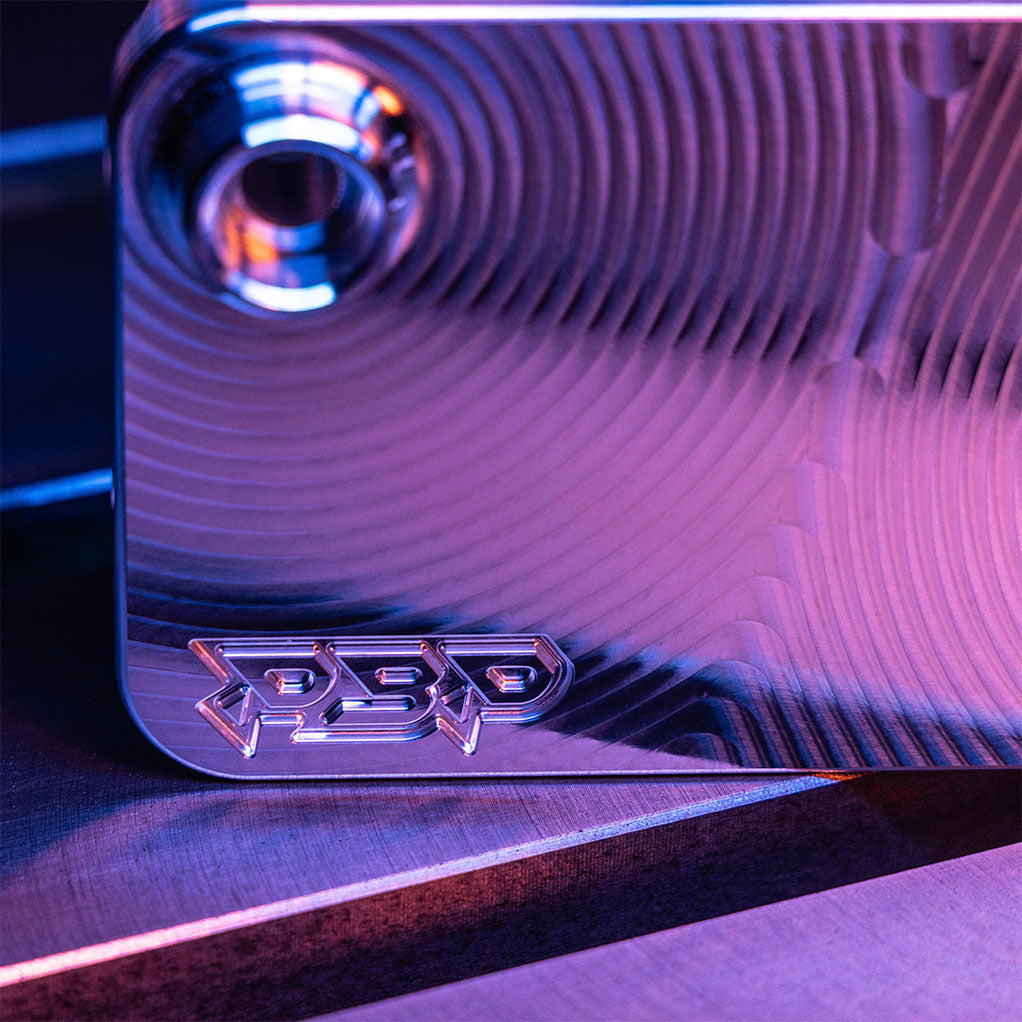 Up close of PBP logo on universal fass bracket.